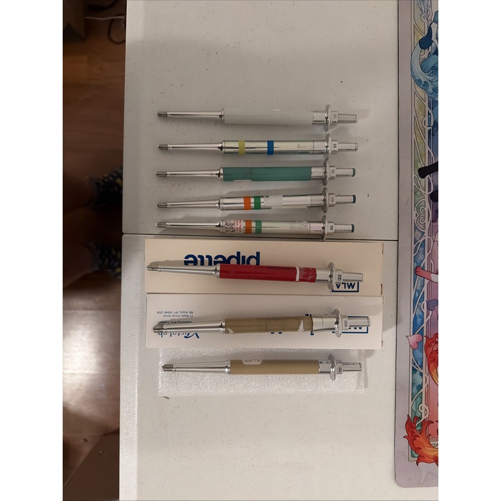 8 MLA Vista Volume Pipettes 25ul 30ul 50ul 100ul(2) 200ul 300ul(2)